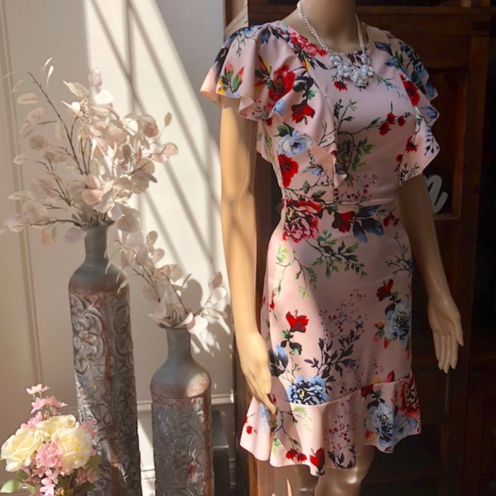 Beautiful Soft Pink Floral Ruffle Dress - NEW! - Picture 3 of 6